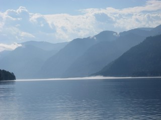 Bay on the shore of lake Teletskoye
