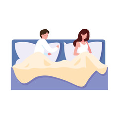 Obraz premium mom and dad waiting in bed