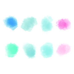 Colorful watercolor splash set for your design, vector.