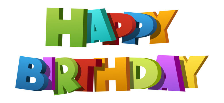 Colorful illustration of "Happy Birthday" text
