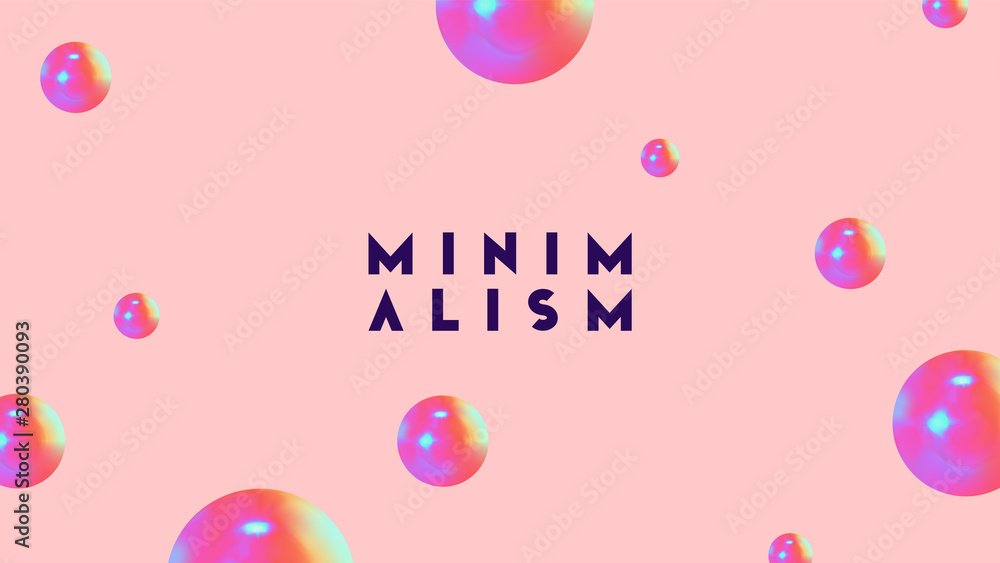 Poster abstract geometric background with ball and spheres. minimal trendy poster and banner. realistic met