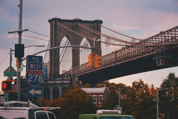 View of the Brooklyn Bridge in New York City.