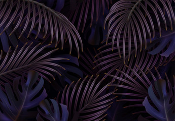 Branch palm realistic. Leaves and branches of palm trees. Tropical leaf background. Green foliage, tropic leaves pattern. vector illustration