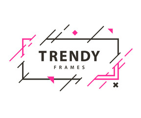 rectangle Frames with geometric lines Vector . Borders with trendy shapes. Graphics design templates for banners, flyers, posters, cards.