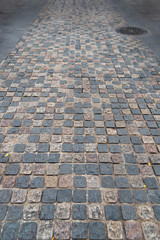 road paved stones of a Brick Walkway,  background and pattern