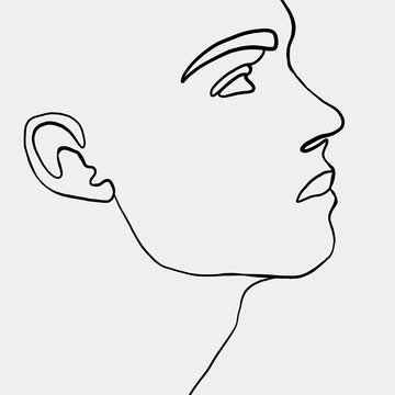 recommend clip art: Continuous one line drawing of man face portrait. Hairstyle. Fashionable men's style. Fashion concept, beauty minimalist, vector illustration for t-shirt, slogan design print graphics style