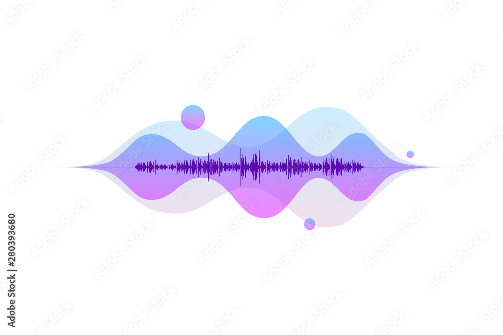 Aufkleber sound wave abstract digital equalizer. motion light flow vector music element concept