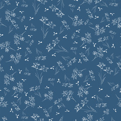 Abstract seamless pattern of cute hand painted simple flowers for textile,linens, clothes - 280394234