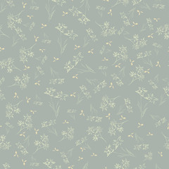 Abstract seamless pattern of cute hand painted simple flowers for textile,linens, clothes - 280394253