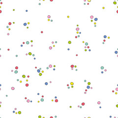 Colored circles. Dots. Seamless vector pattern (background). Cartoon print. 