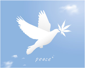 Peace dove with Cannabis leaf. International day of peace. - Vector
