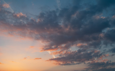 sky background at sunset, dramatic summer sunset,