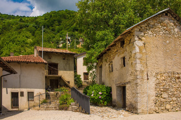 The small historic hill village of Drenchia Inferiore in Friuli-Venezia Giulia, north east Italy