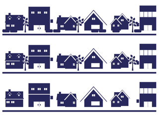 街路樹のある街並み（シルエット）