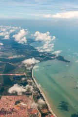 Aerial view at Singapore- Malaysia border