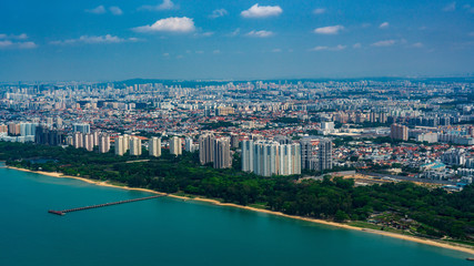 Fototapeta premium Aerial view of Bedok area in Singapore