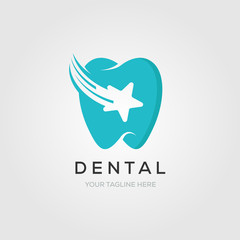 Dental clinic logo tooth with star and clean symbol