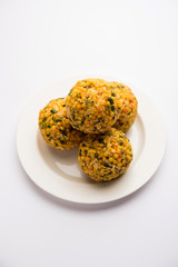 Jumbo Boondi Laddu mixed with dry fruits also know as laddoo/ ladoo/ laddo or Sweet dumplings made during festivals or weddings