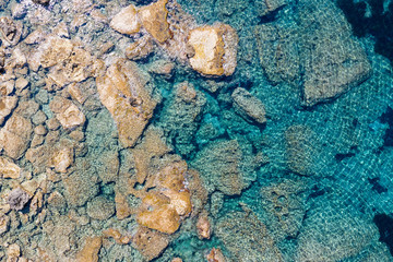 Aerial view of beautiful turquoise sea and coastline.