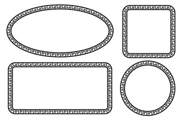 Simple Vector Black Square Rectangle Circle and Oval Frame for Certificate, Placard Go Xi Fat Cai, Imlek Moment or other China Related, at White Background