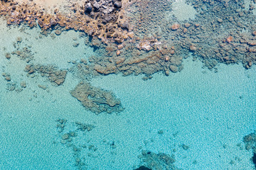 Aerial view of beautiful turquoise sea and coastline.