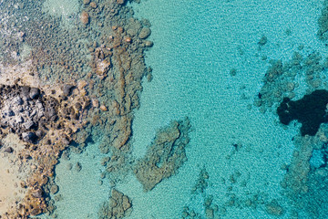 Aerial view of beautiful turquoise sea and coastline.