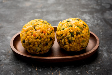 Jumbo Boondi Laddu mixed with dry fruits also know as laddoo/ ladoo/ laddo or Sweet dumplings made during festivals or weddings