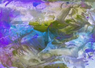 Fototapeta premium Abstract background, hand-painted texture, watercolor painting, splashes, drops of paint, paint smears. Design for backgrounds, wallpapers, covers and packaging.