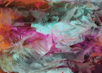 Abstract background, hand-painted texture, watercolor painting, splashes, drops of paint, paint smears. Design for backgrounds, wallpapers, covers and packaging.