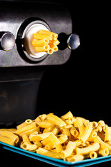 Home made rigatoni pasta by pasta maker