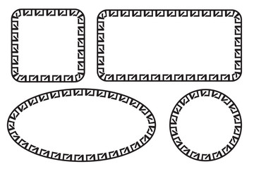 Simple Vector Black Square Rectangle Circle and Oval Frame for Certificate, Placard Go Xi Fat Cai, Imlek Moment or other China Related, at White Background