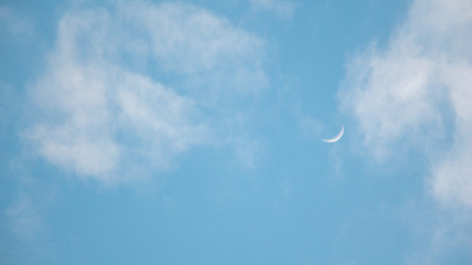 Moon on blue sky at afternoon.