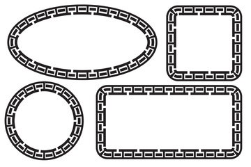 Simple Vector Black Square Rectangle Circle and Oval Frame for Certificate, Placard Go Xi Fat Cai, Imlek Moment or other China Related, at White Background