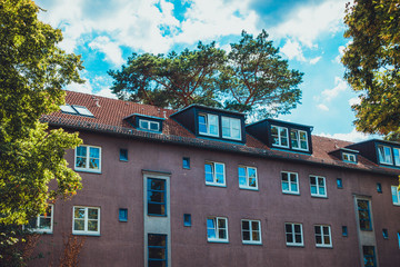 apartment building at east berlin in the summer