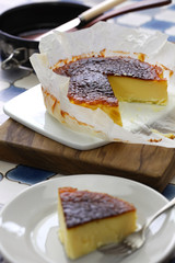 homemade basque burnt cheesecake, spanish dessert