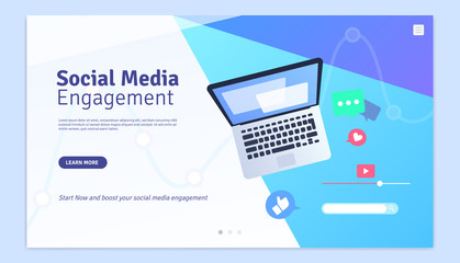 Social Media Engagement Marketing Web Page Design Template