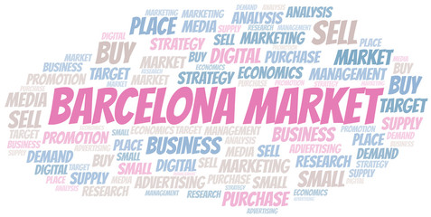Barcelona Market word cloud. Vector made with text only.