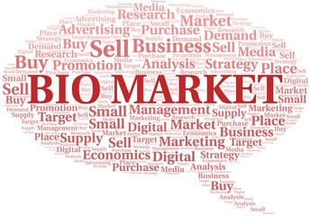Bio Market word cloud. Vector made with text only.