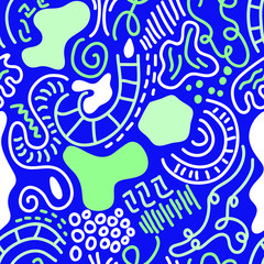 doodle line vector seamless pattern with blue background. Great for wallpaper,backgrounds,gifts,surface pattern design,packaging design projects, stationary,fabric