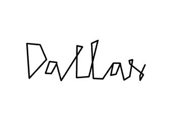 Dallas hand lettering on white background