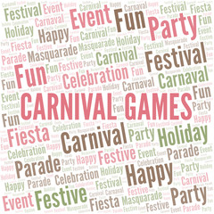 Carnival Games word cloud vector made with text only.