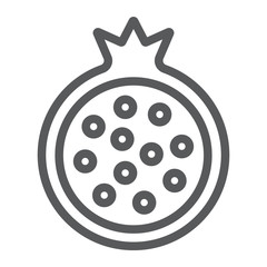 Pomegranate line icon, food and fruit, garnet sign, vector graphics, a linear pattern on a white background.