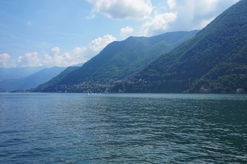 Beautiful lake Como in the Alpine mountains.