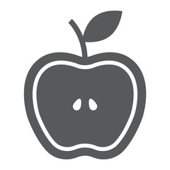 Half apple glyph icon, food and fruit, fresh apple sign, vector graphics, a solid pattern on a white background.