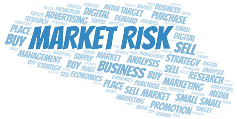 Market Risk word cloud. Vector made with text only.