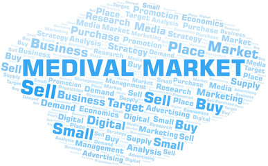 Medival Market word cloud. Vector made with text only.