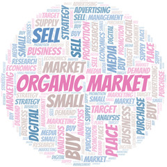Organic Market word cloud. Vector made with text only.
