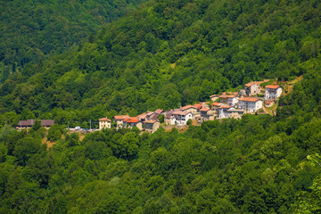 Fototapeta na wymiar The landscape hills around the small hill village of Obenetto in Friuli-Venezia Giulia, north east Italy