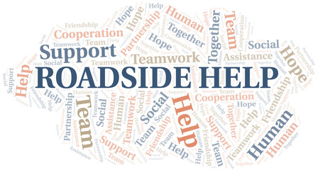 Fototapeta premium Roadside Help word cloud. Vector made with text only.