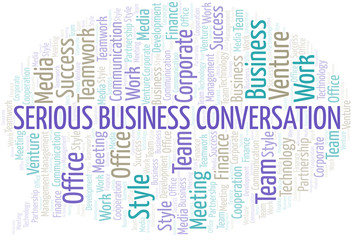 Fototapeta premium Serious Business Conversation word cloud. Collage made with text only.